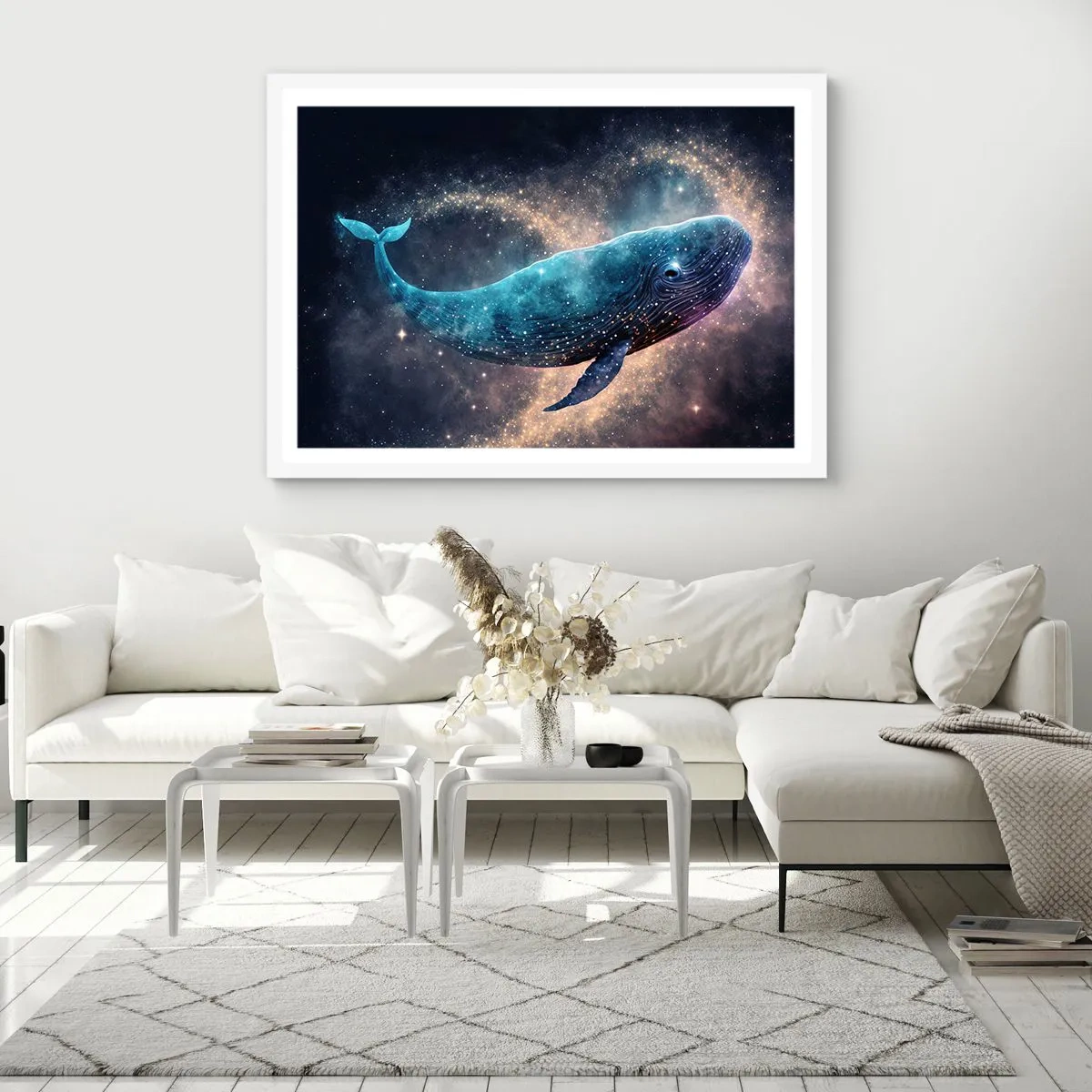 Plakat i hvid ramme - Der findes en verden... - 100x70 cm