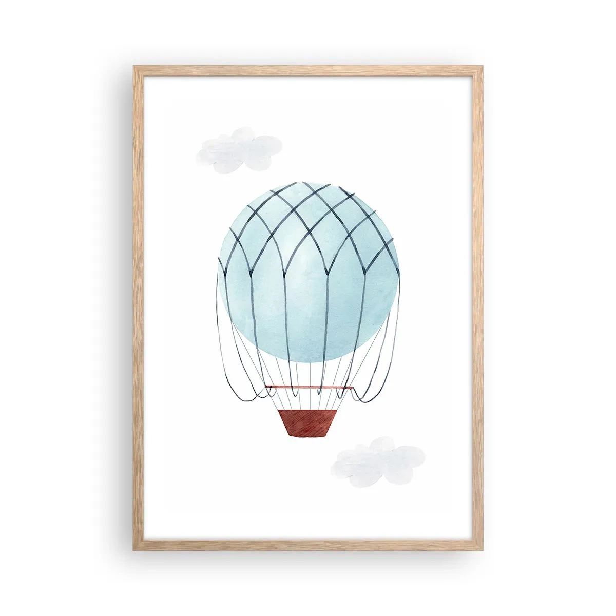 Plakat i ramme af lyst egetræ - Alt i skyerne - 50x70 cm