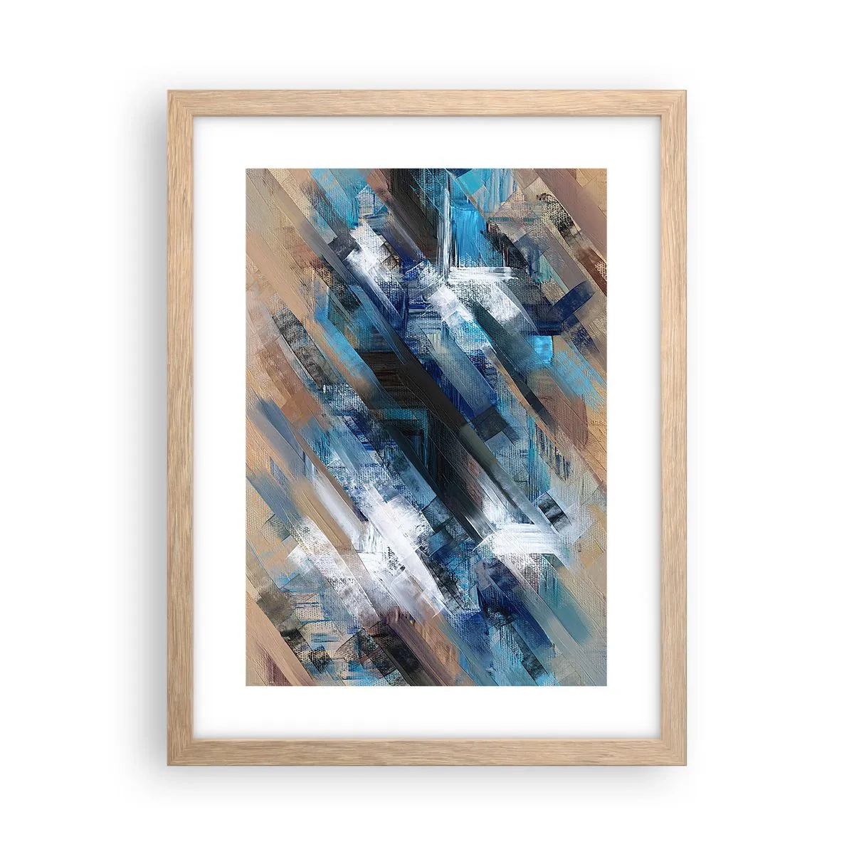 Plakat i ramme af lyst egetræ - På en blå skråning - 30x40 cm
