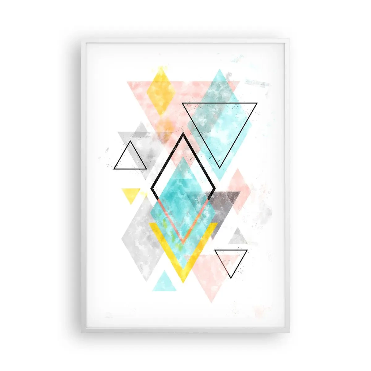 Plakat i hvid ramme - Geometrisk leg - 70x100 cm