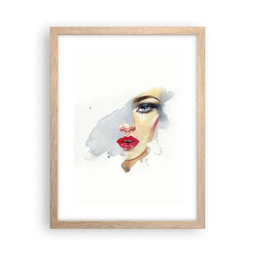 Plakat i ramme af lyst egetræ - Refleksion i en vanddråbe - 30x40 cm