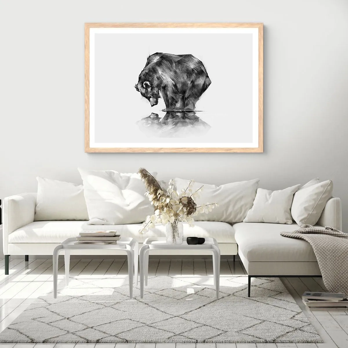 Plakat i ramme af lyst egetræ - Dejligt at se nogen tæt på - 100x70 cm