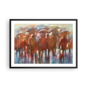 Plakat i sort ramme - Lige i regn og tåge - 70x50 cm
