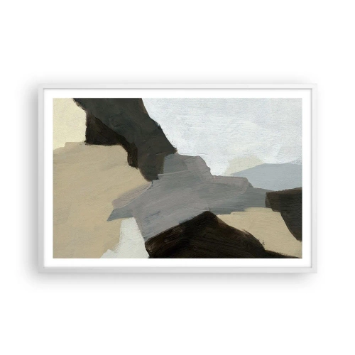 Plakat i hvid ramme - Abstraktion: afsked med det grå - 91x61 cm