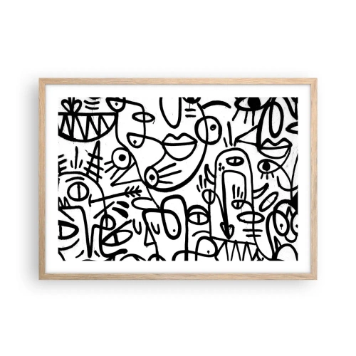 Plakat i ramme af lyst egetræ - Ansigter og luftspejlinger - 70x50 cm