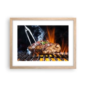 Plakat i ramme af lyst egetræ - Saftig og velduftende - 40x30 cm