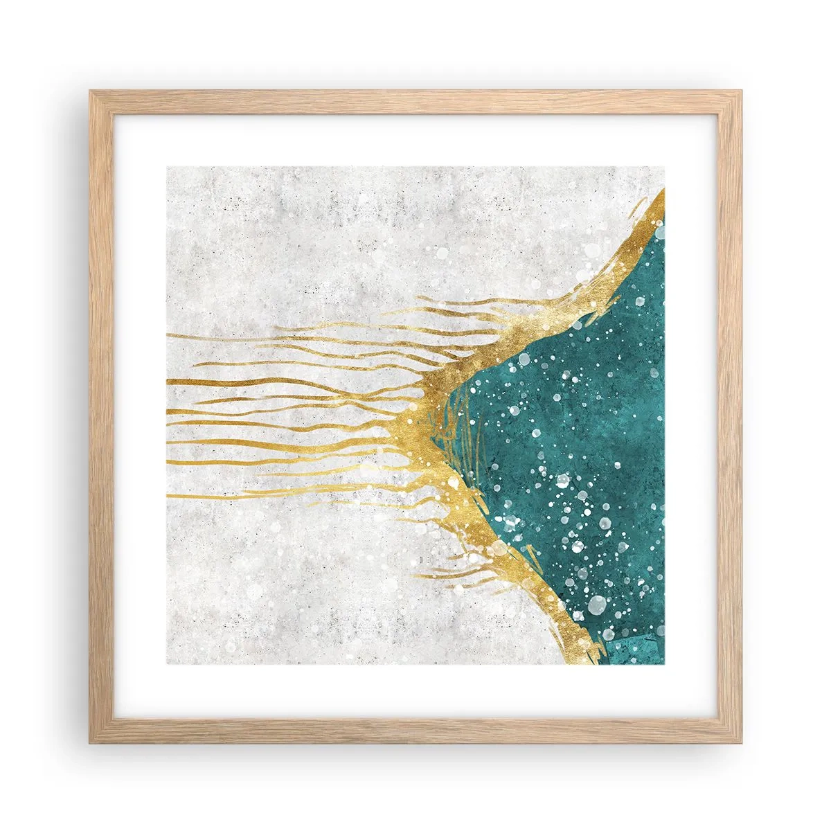 Plakat i ramme af lyst egetræ - Gyldent tidevand - 40x40 cm