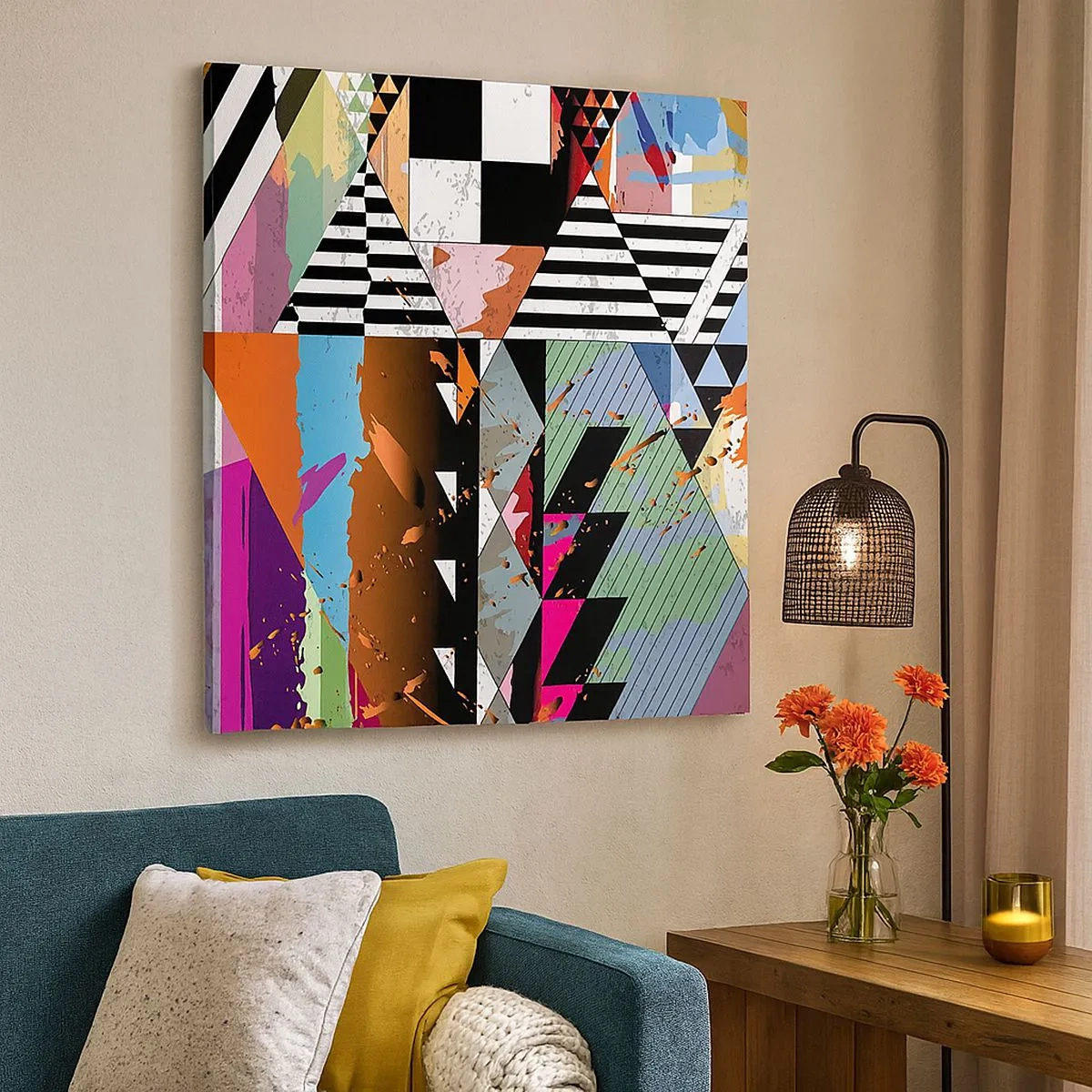 Lærredstryk - Billede på lærred - Geometrisk og organisk - 30x30 cm