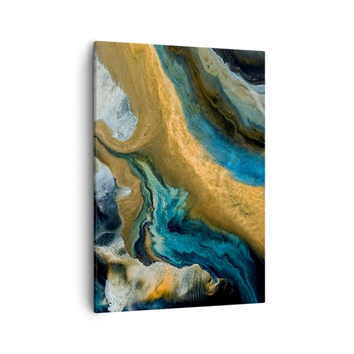 Lærredstryk - Billede på lærred - Blå - gul - gensidig indflydelse - 50x70 cm