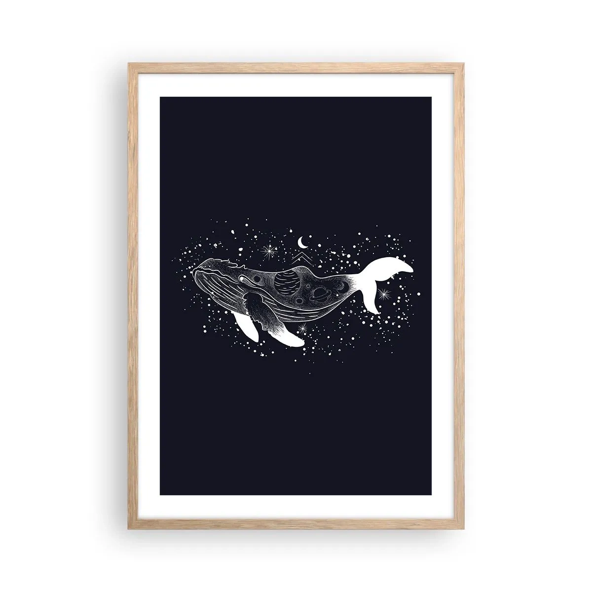Plakat i ramme af lyst egetræ - I universets ocean - 50x70 cm