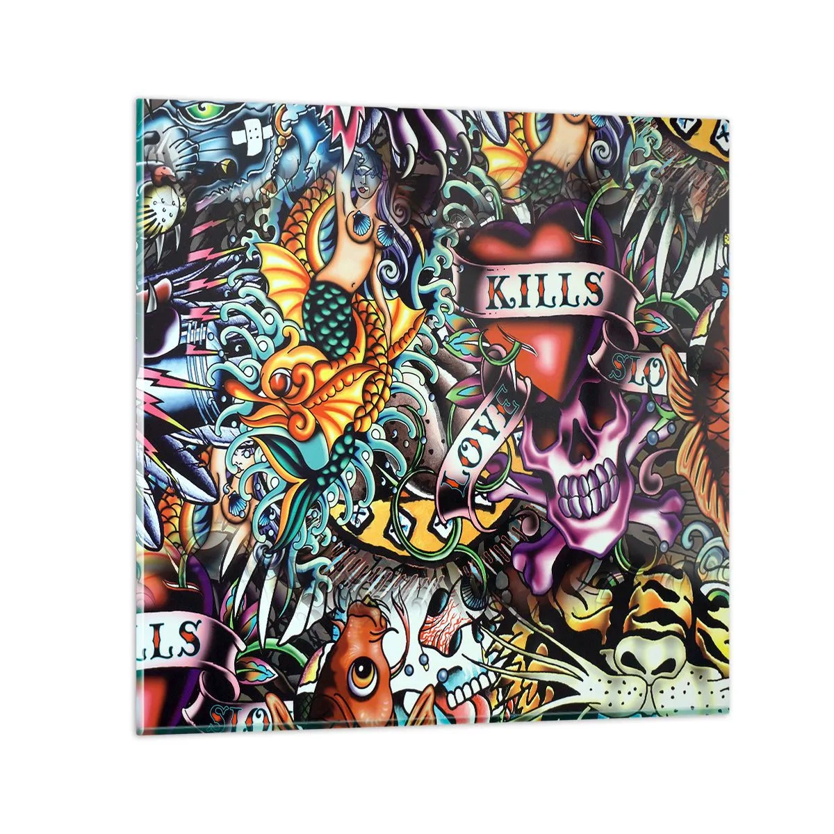 Billede på glas - En tatovørers drøm - 70x70 cm