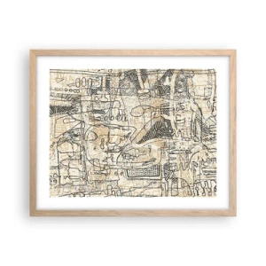 Plakat i ramme af lyst egetræ - Venter på at blive afkodet - 50x40 cm