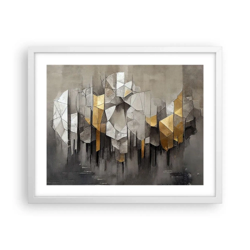 Plakat i hvid ramme - Komposition lavet af is og lys - 50x40 cm