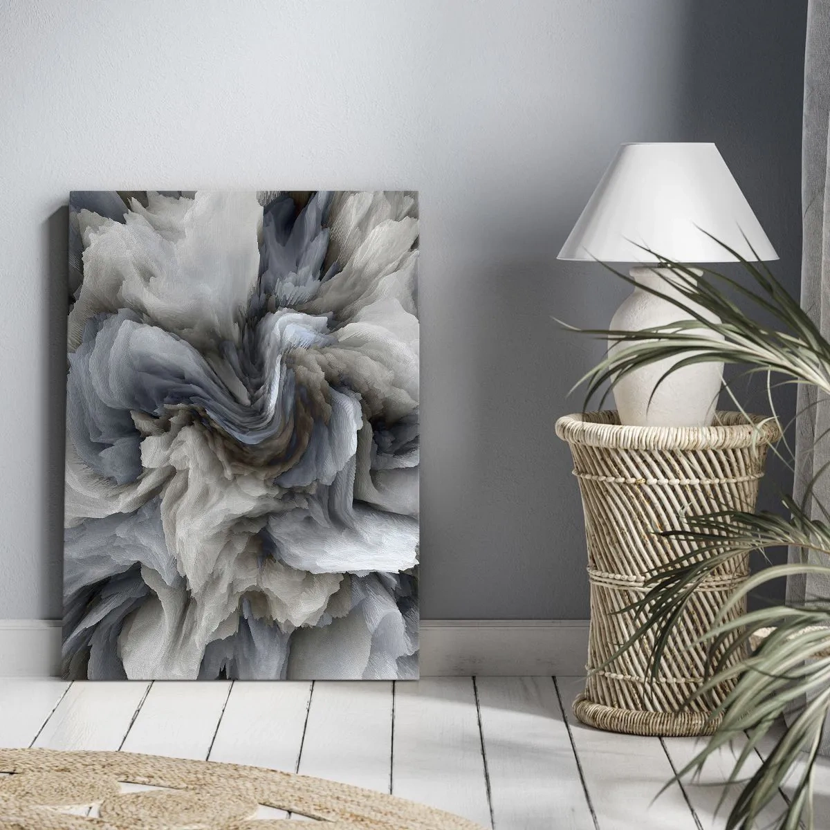 Lærredstryk - Billede på lærred - Sten og blomst - 50x70 cm