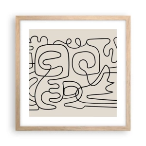 Plakat i ramme af lyst egetræ - På sporet - 40x40 cm