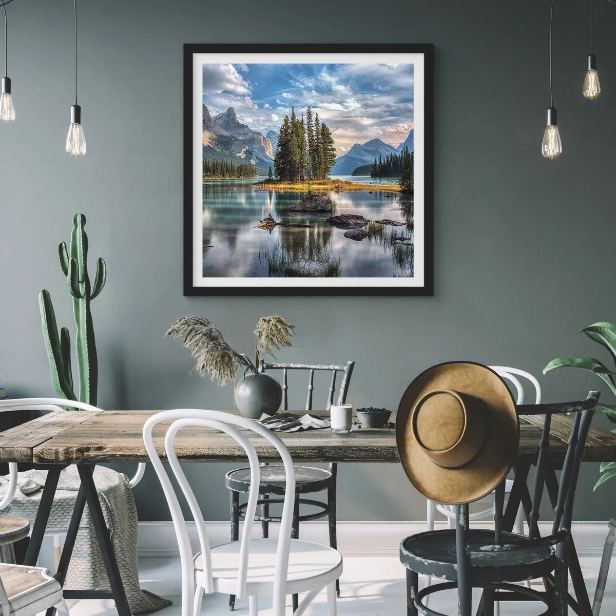 Plakat i sort ramme - Over store og klare vande… - 40x40 cm