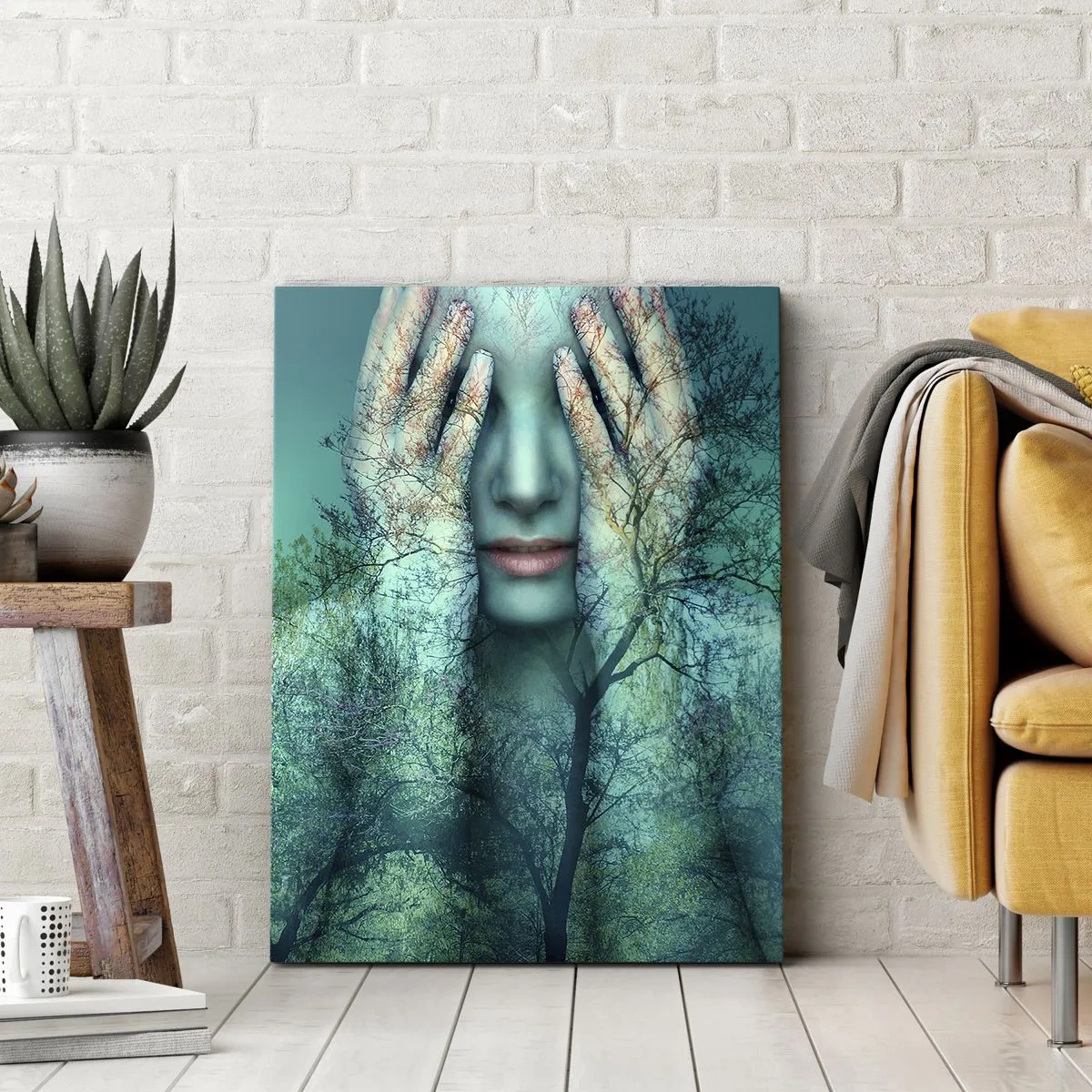 Lærredstryk - Billede på lærred - Nedsænket i blåt - 50x70 cm