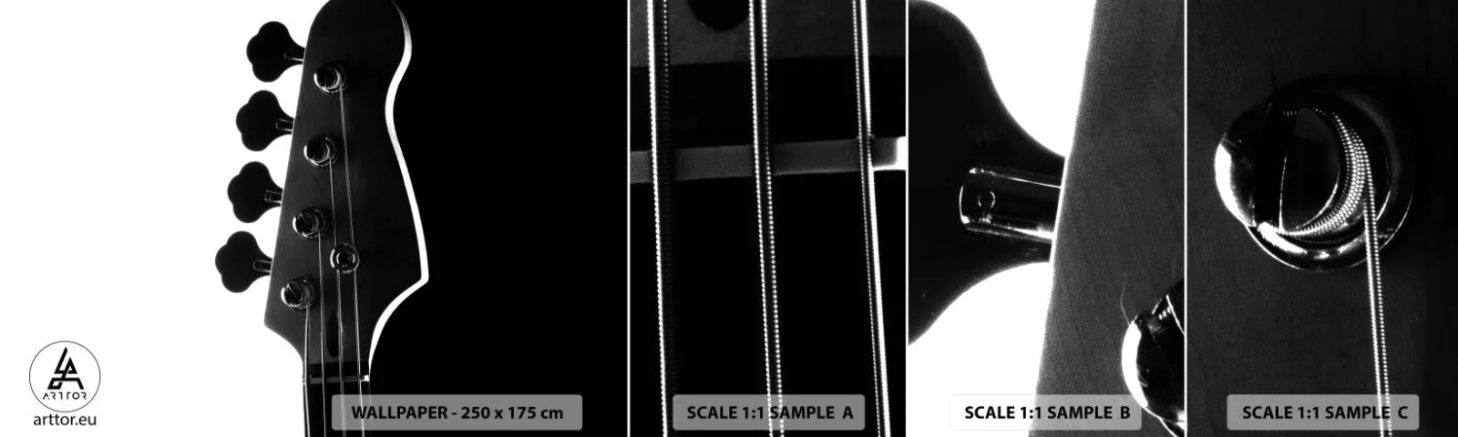 Prøve Fototapet Selvklæbende Deluxe Sticker - Stilhed i klipper  - Guitar, musik, Moderne - 100x30 cm