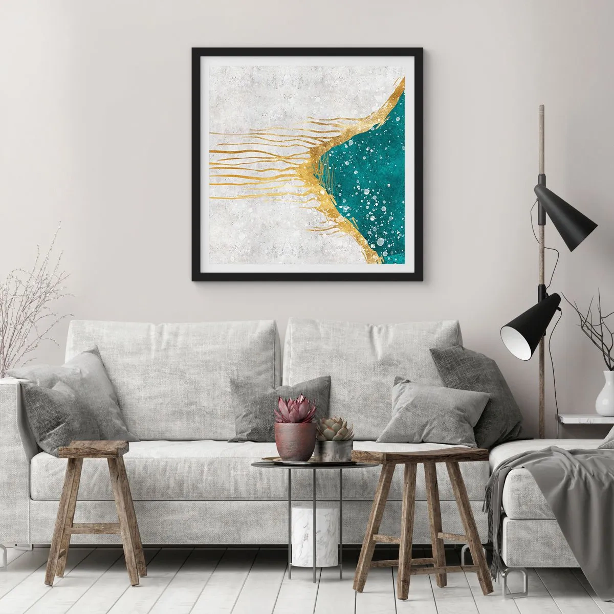 Plakat i sort ramme - Gyldent tidevand - 30x30 cm