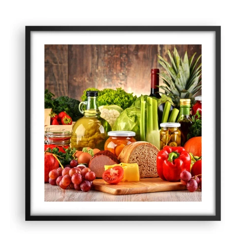 Plakat i sort ramme - Røget, ristet, marineret - 50x50 cm