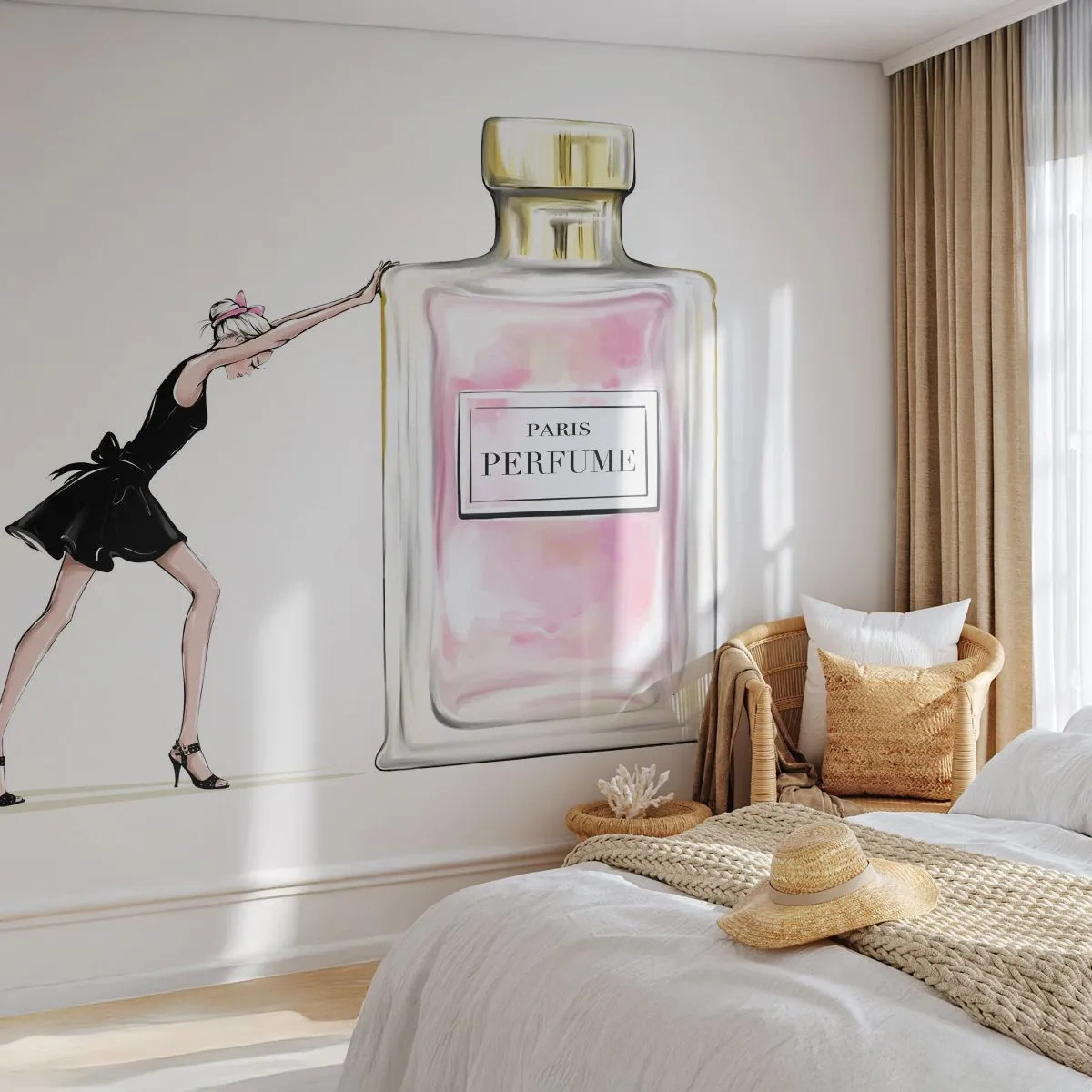 Fototapet Premium Sand - Essensen af kvindelighed - Kvinde, Parfume, Mode - 100x70 cm