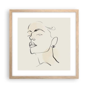 Plakat i ramme af lyst egetræ - Et stolt blik - 40x40 cm