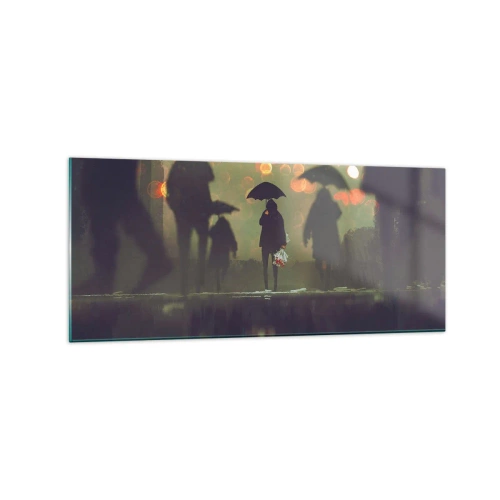 Billede på glas - Set fra en regndråbes perspektiv - 120x50 cm