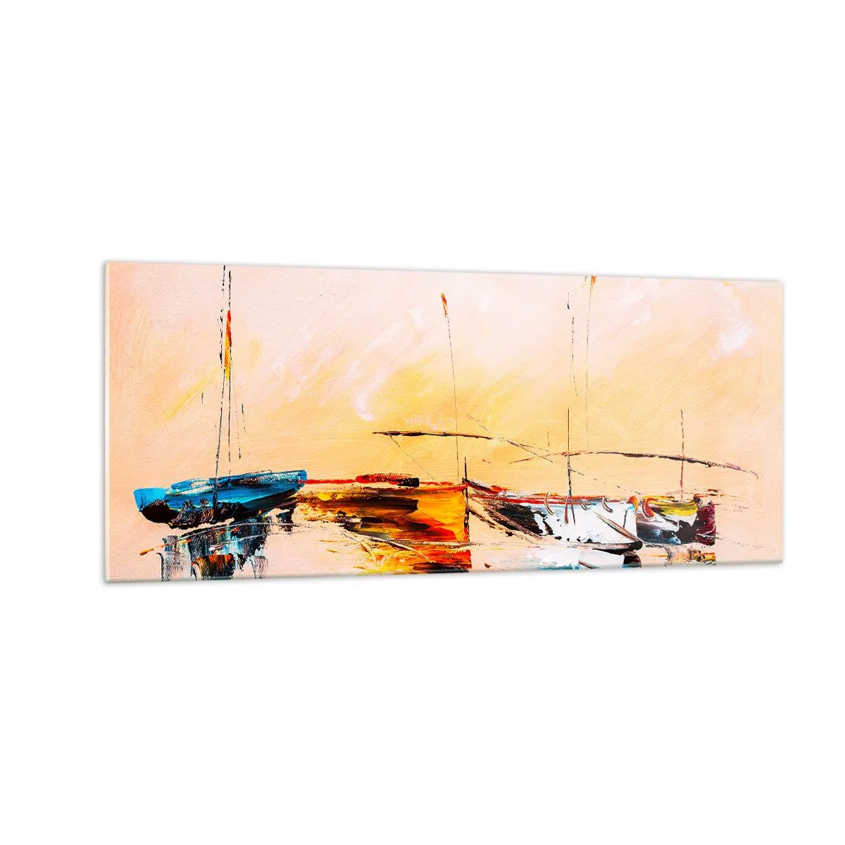 Billede på glas - En aften i havnen - 100x40 cm