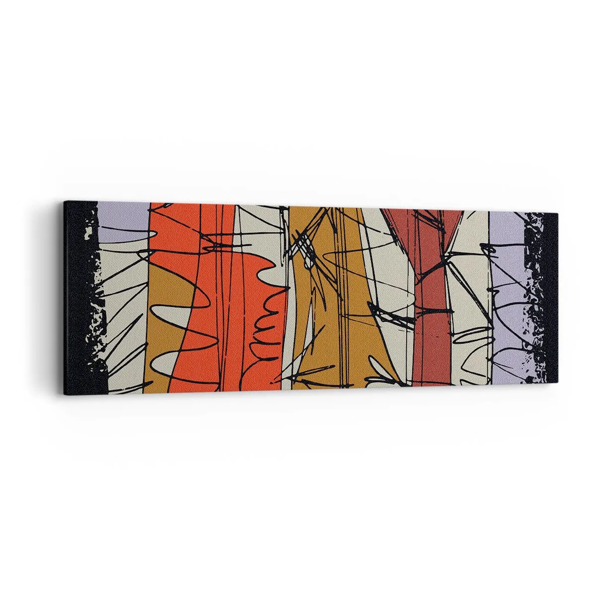 Lærredstryk - Billede på lærred - Spontan komposition - 90x30 cm