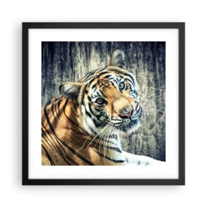 Plakat i sort ramme - Portræt i lysstrømme - 40x40 cm