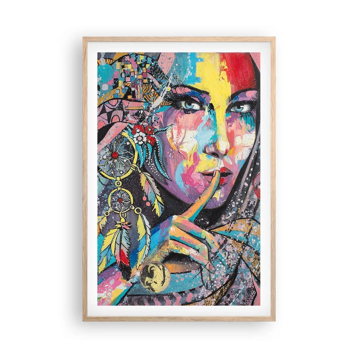 Plakat i ramme af lyst egetræ - Vær tavs, indtil du forstår - 61x91 cm