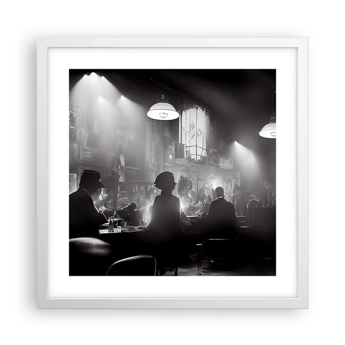 Plakat i hvid ramme - I en jazzet stemning - 40x40 cm
