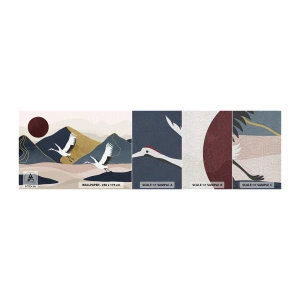 Prøve Fototapet Premium Canvas - Og dagen er igen FLØJET af sted - Abstraktion, Kraner, Bjerge - 100x30 cm