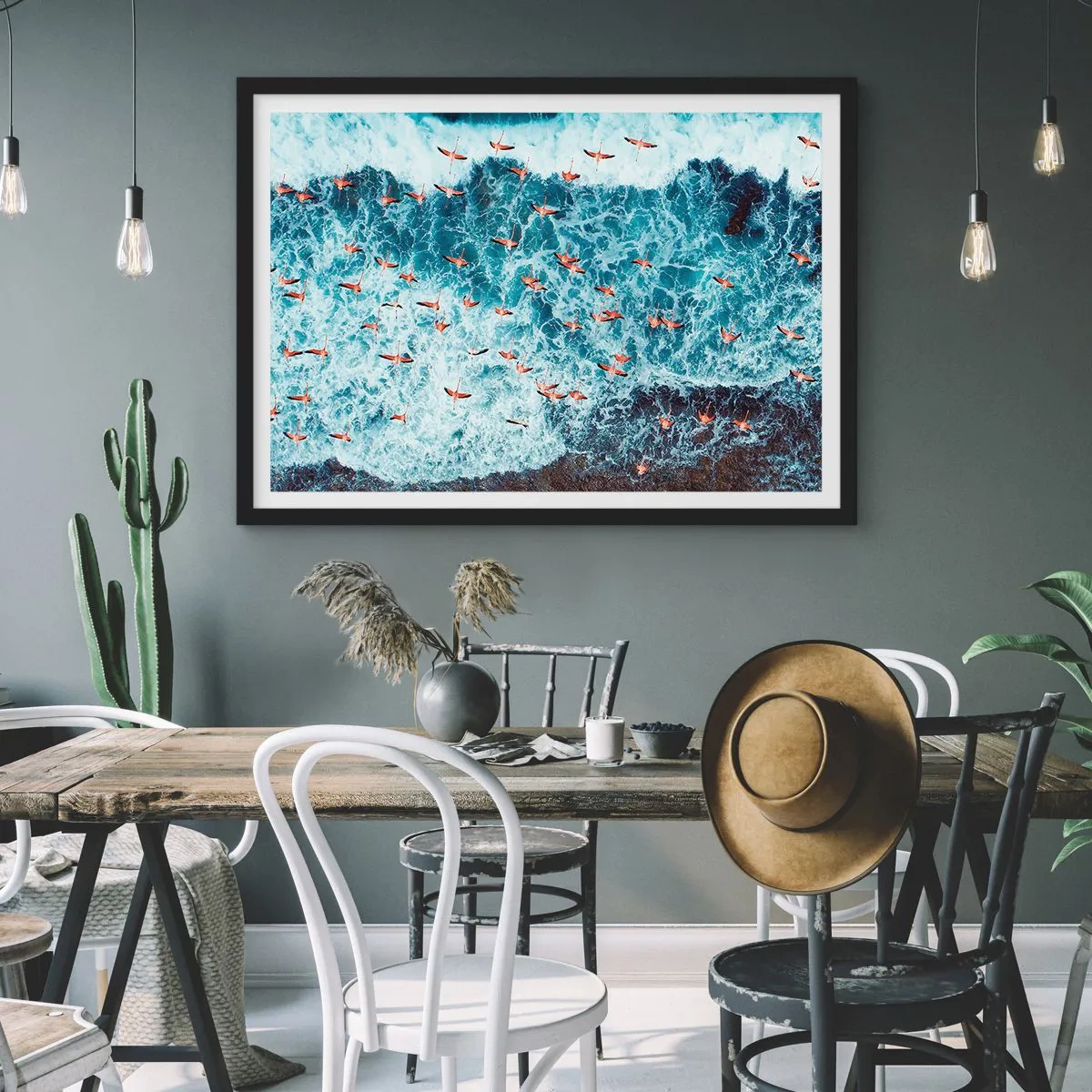 Plakat i sort ramme - Parade ved havet - 40x30 cm