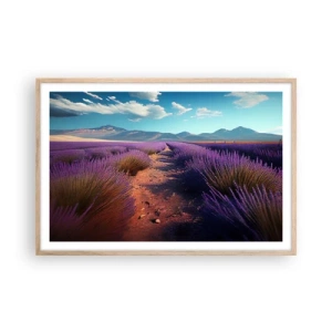 Plakat i ramme af lyst egetræ - Duftende marker - 91x61 cm