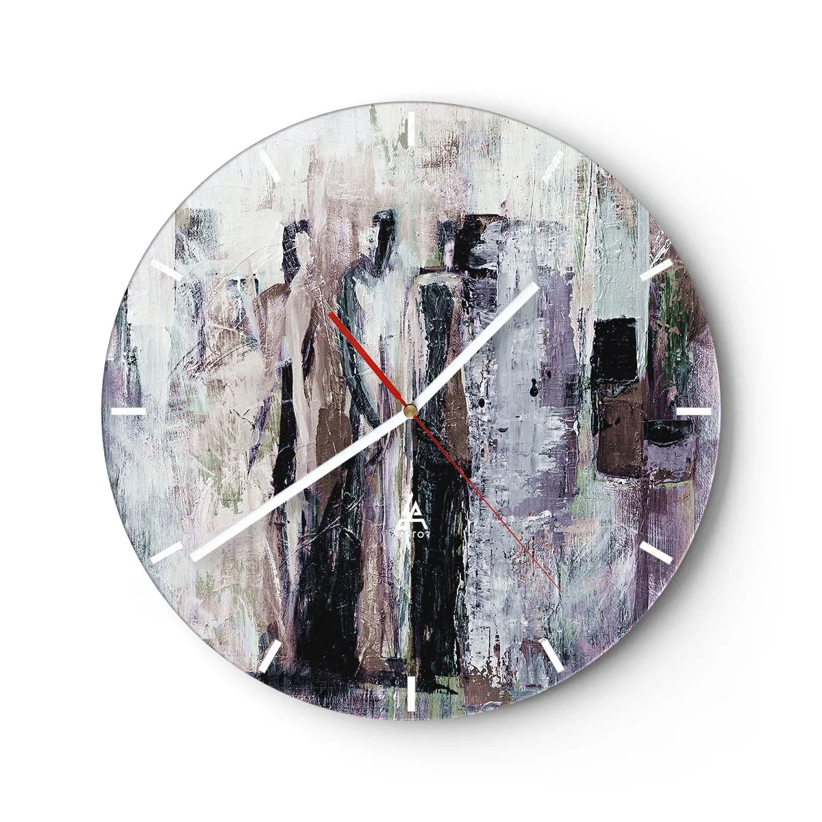 Vægur, Uret - Abstrakte figurer i en dæmpet farvepalet - 30x30cm - De mystiske tre - Moderne vægdekoration til stue, køkken og soveværelse ARTTOR