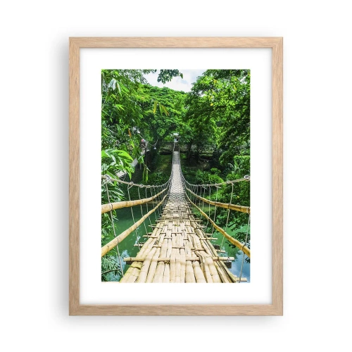 Plakat i ramme af lyst egetræ - Abebro over grønne områder - 30x40 cm