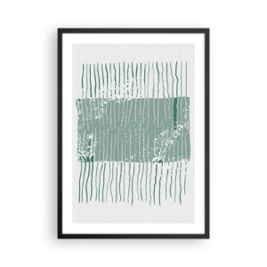 Plakat i sort ramme - En minimalistisk komposition af linjer og teksturer i grønne nuancer. - 50x70cm - Marin abstraktion - Moderne vægdekoration til stue og soveværelse ARTTOR