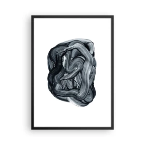 Plakat i sort ramme - Abstrakt komposition af sorte og hvide penselstrøg - 50x70cm - Så enkelt er det ikke - Moderne vægdekoration til stue og soveværelse ARTTOR