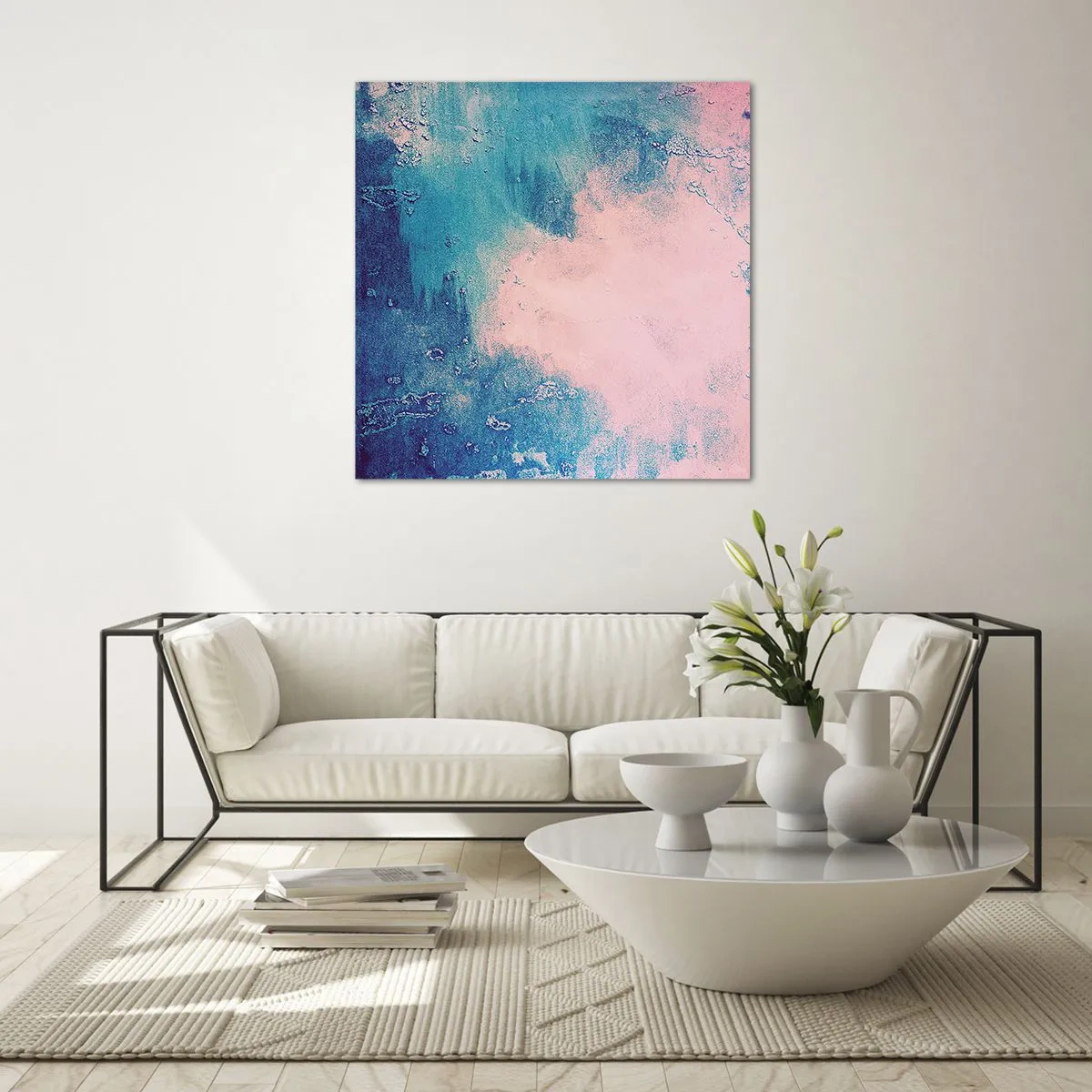 Billede på glas - Blå omfavnelse - 60x60 cm