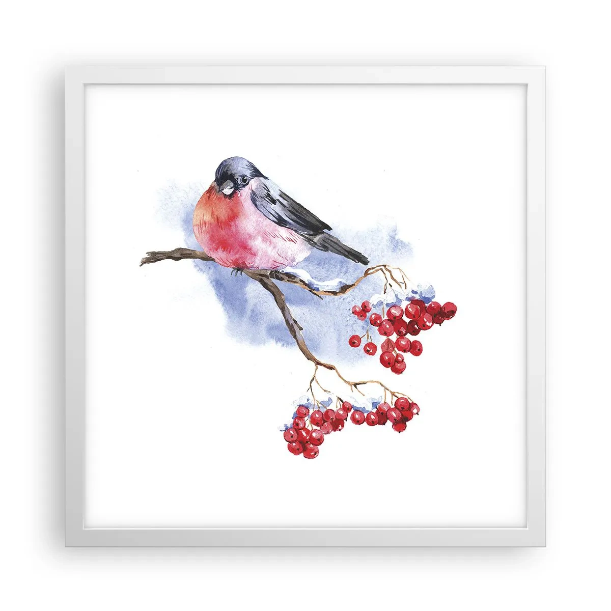 Plakat i hvid ramme - Vinter i farver - 40x40 cm