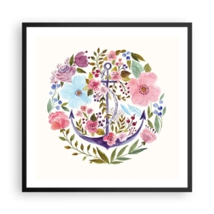 Plakat i sort ramme - En sømands gode nattesøvn - 60x60 cm