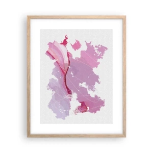 Plakat i ramme af lyst egetræ - Kort over en lyserød verden - 40x50 cm