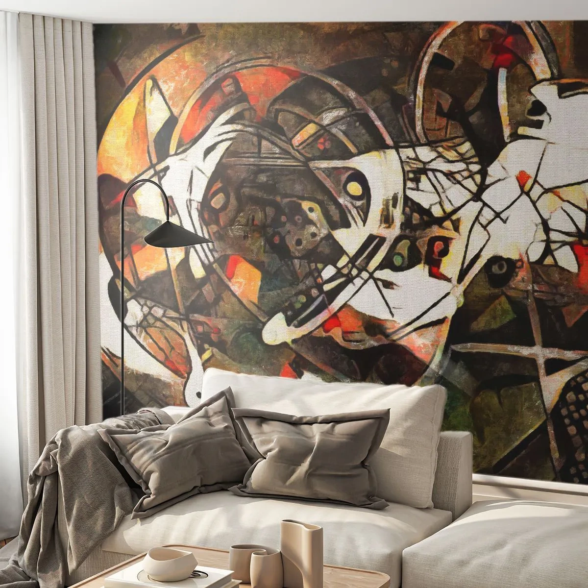 Fototapet Premium Canvas - Kan du høre bevægelse? - Abstraktion, Kubisme, Stykke - 350x256 cm