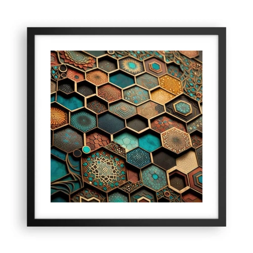Plakat i sort ramme - Arabiske ornamenter - en variation - 40x40 cm