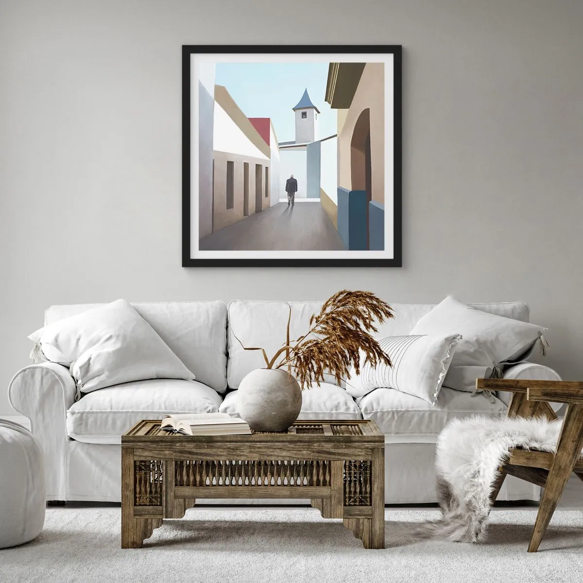 Plakat i sort ramme - Solrig gåtur - 40x40 cm