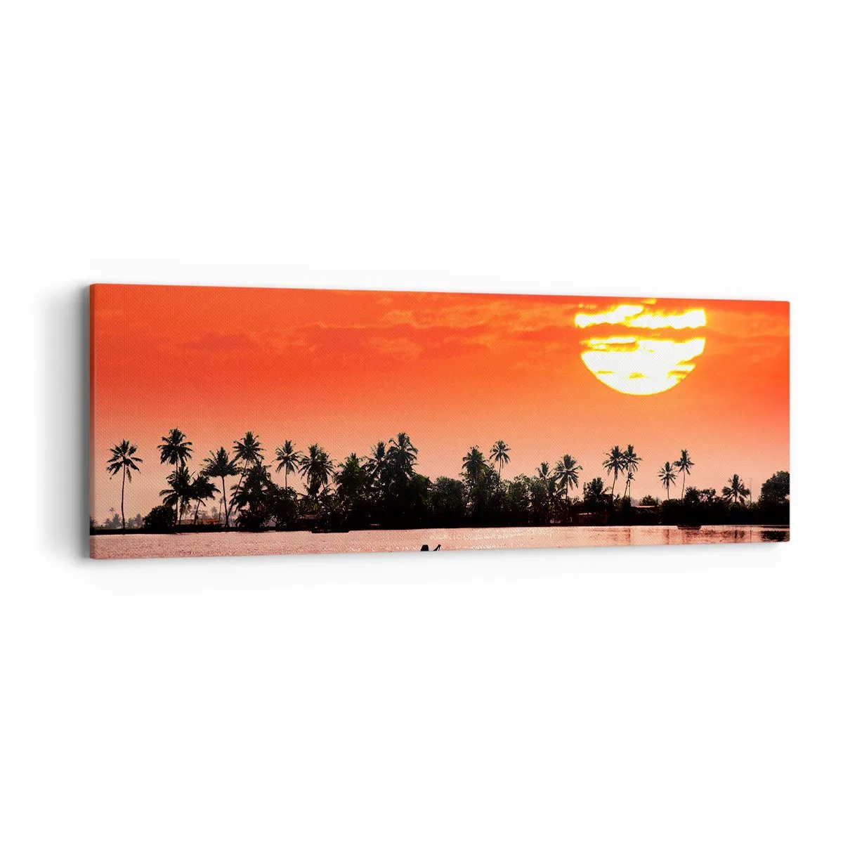 Lærredstryk - Billede på lærred - Tropernes ro ved solnedgang - 90x30 cm