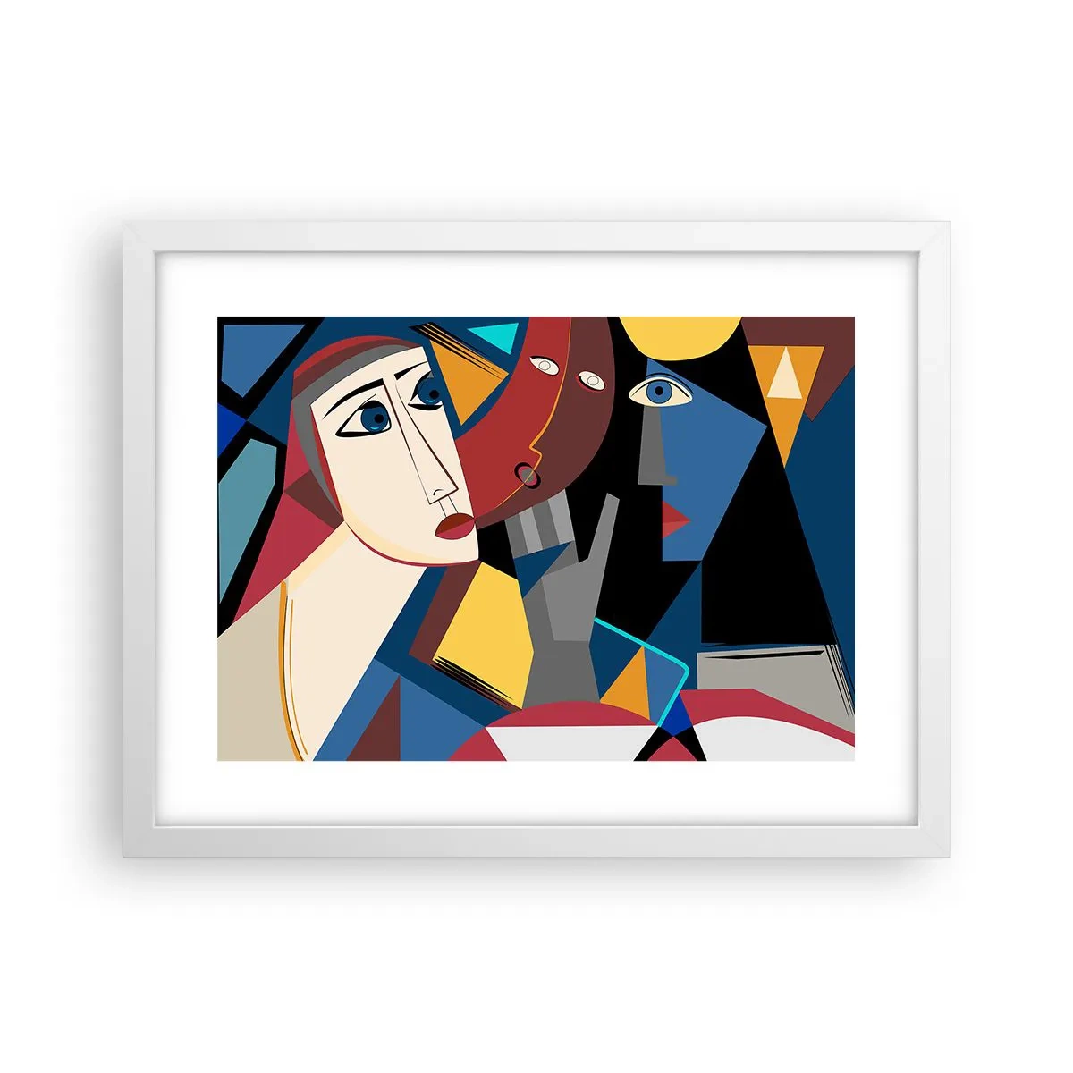 Plakat i hvid ramme - Kubistisk samtale - 40x30 cm