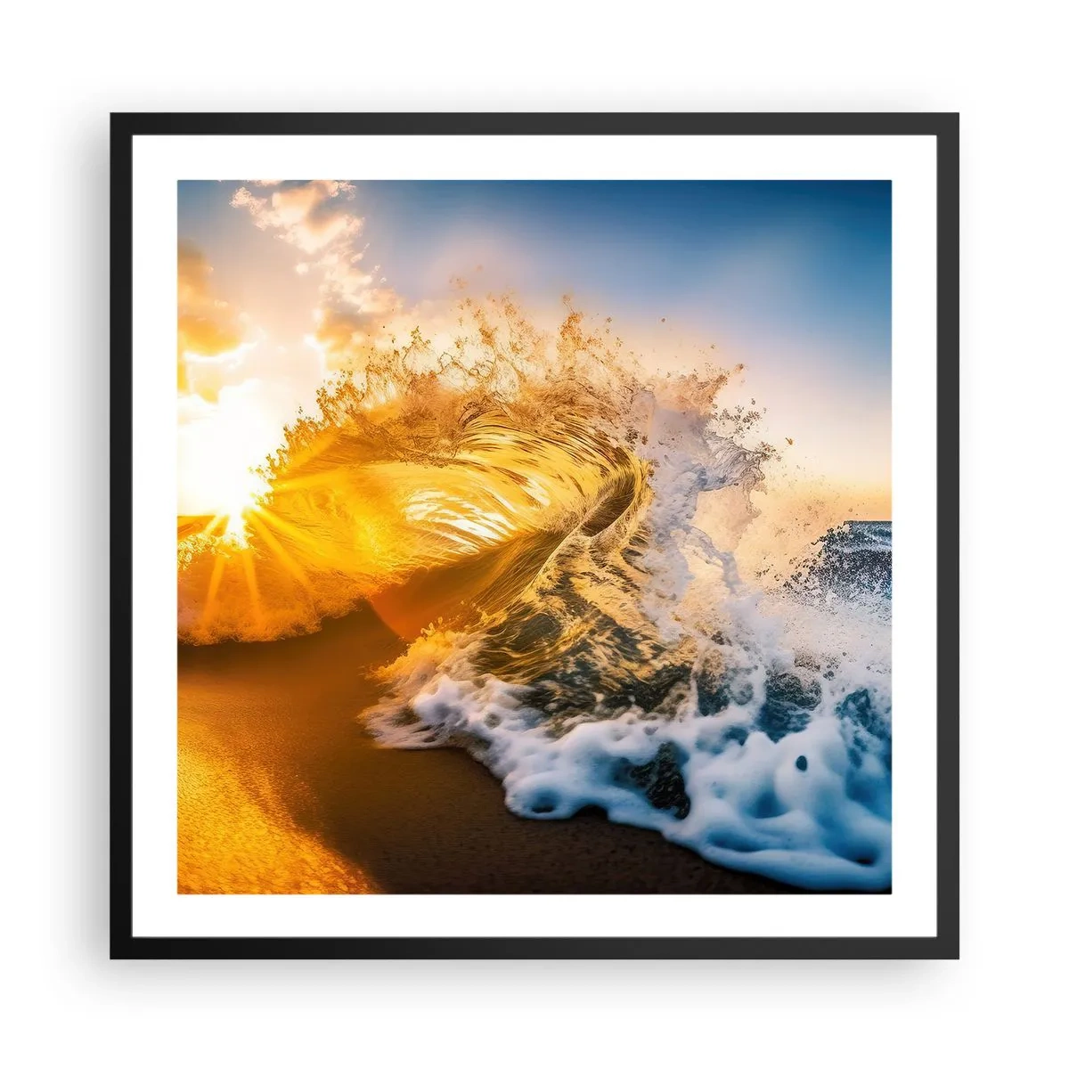 Plakat i sort ramme - Leg på sandet - 60x60 cm