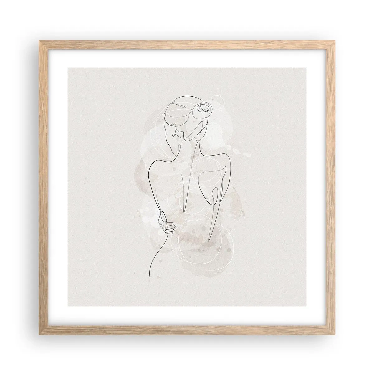 Plakat i ramme af lyst egetræ - Som et følsomt instrument - 50x50 cm